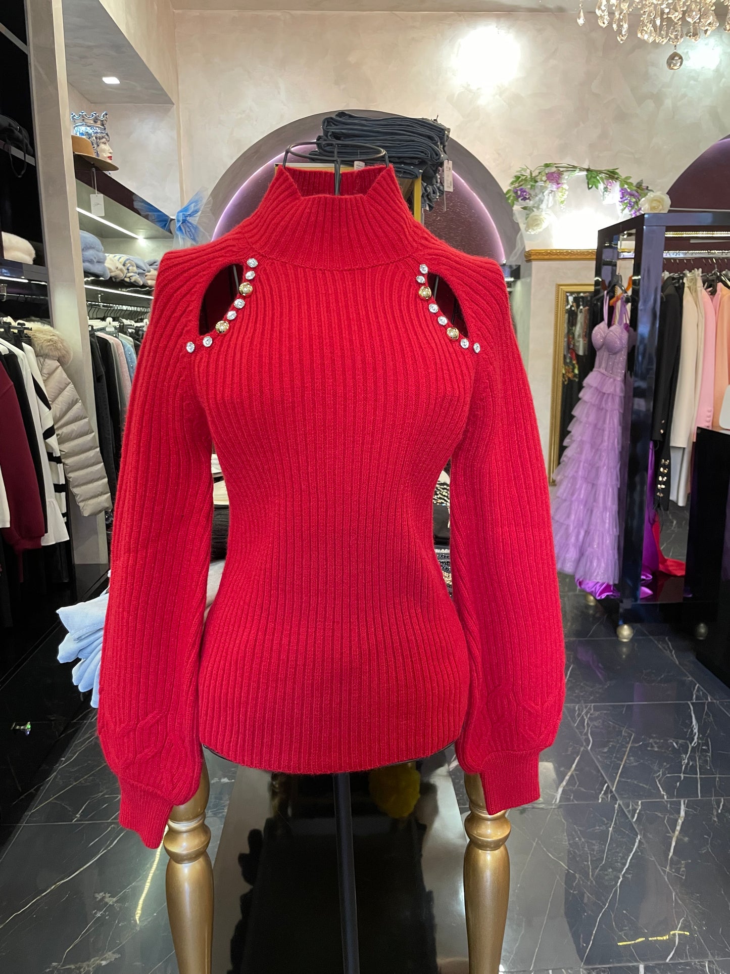 Maglione in lana a coste