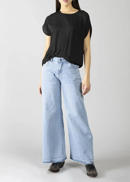 JEANS WIDE LEG STRASS LIGHT BLUE