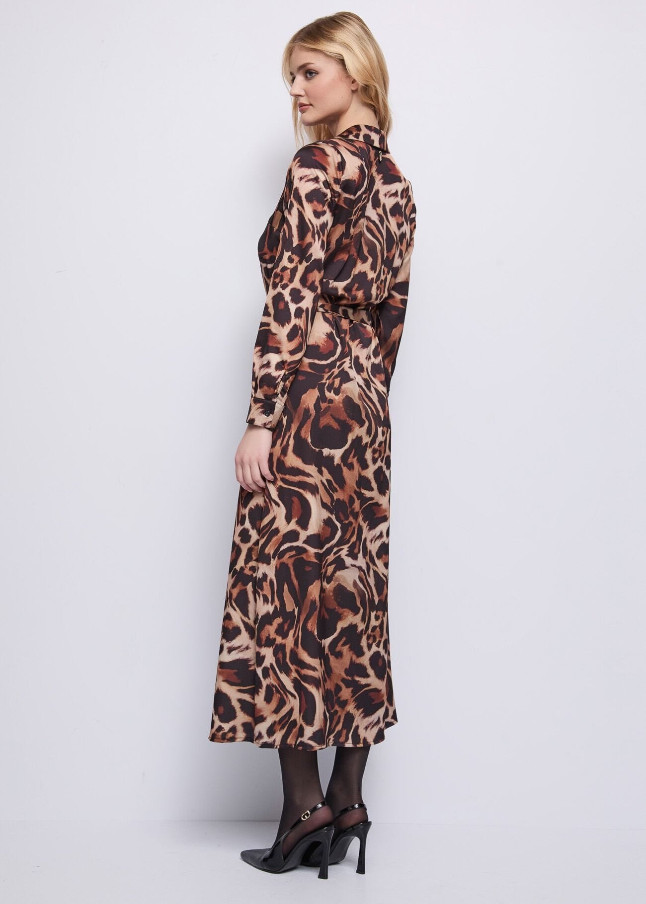 Abito chemisier in raso stampato