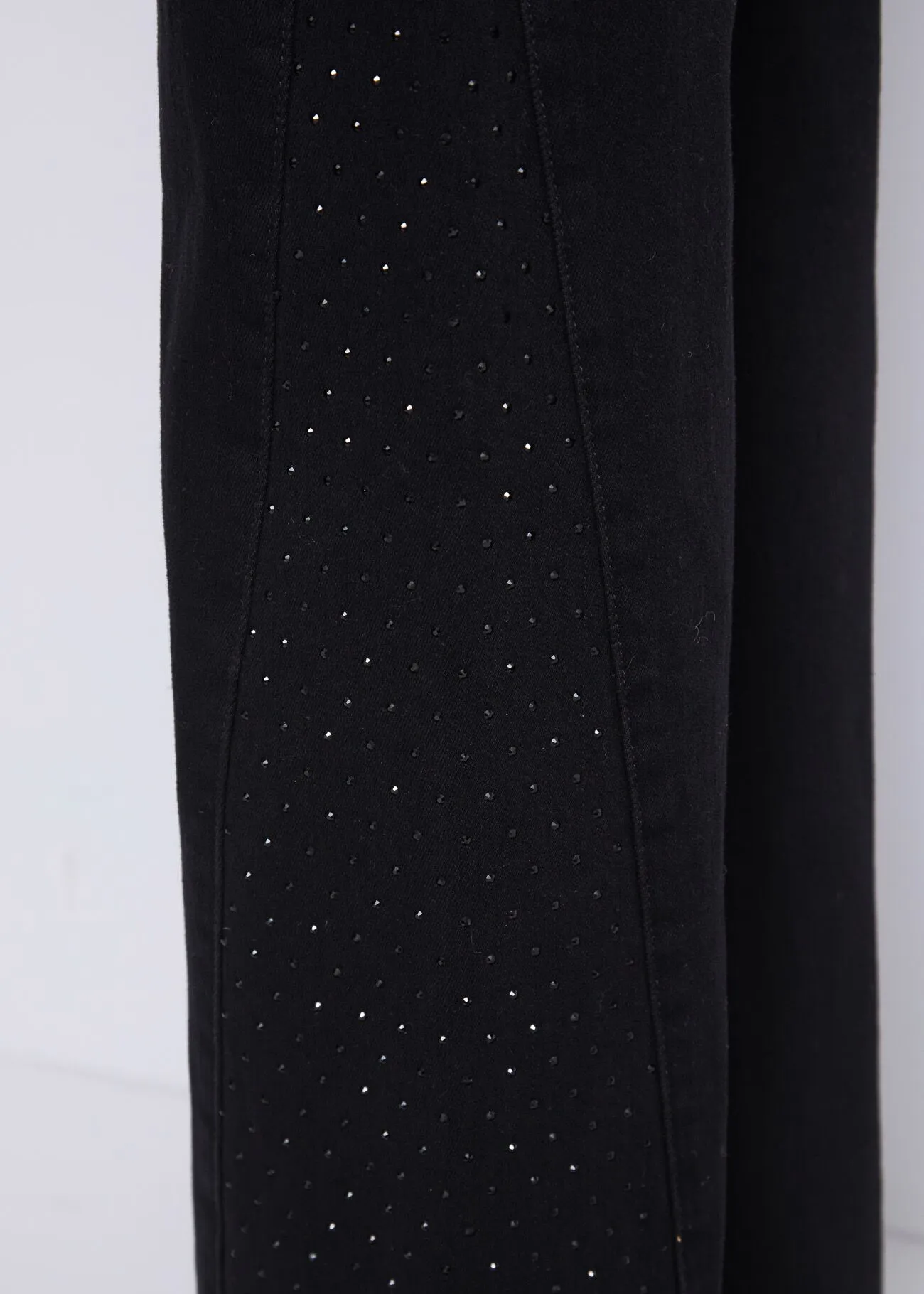 Jeans neri in cotone con strass