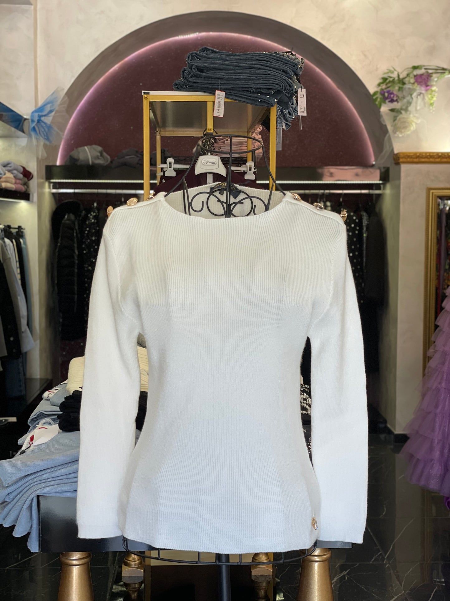 Maglione Bianco con bottoni