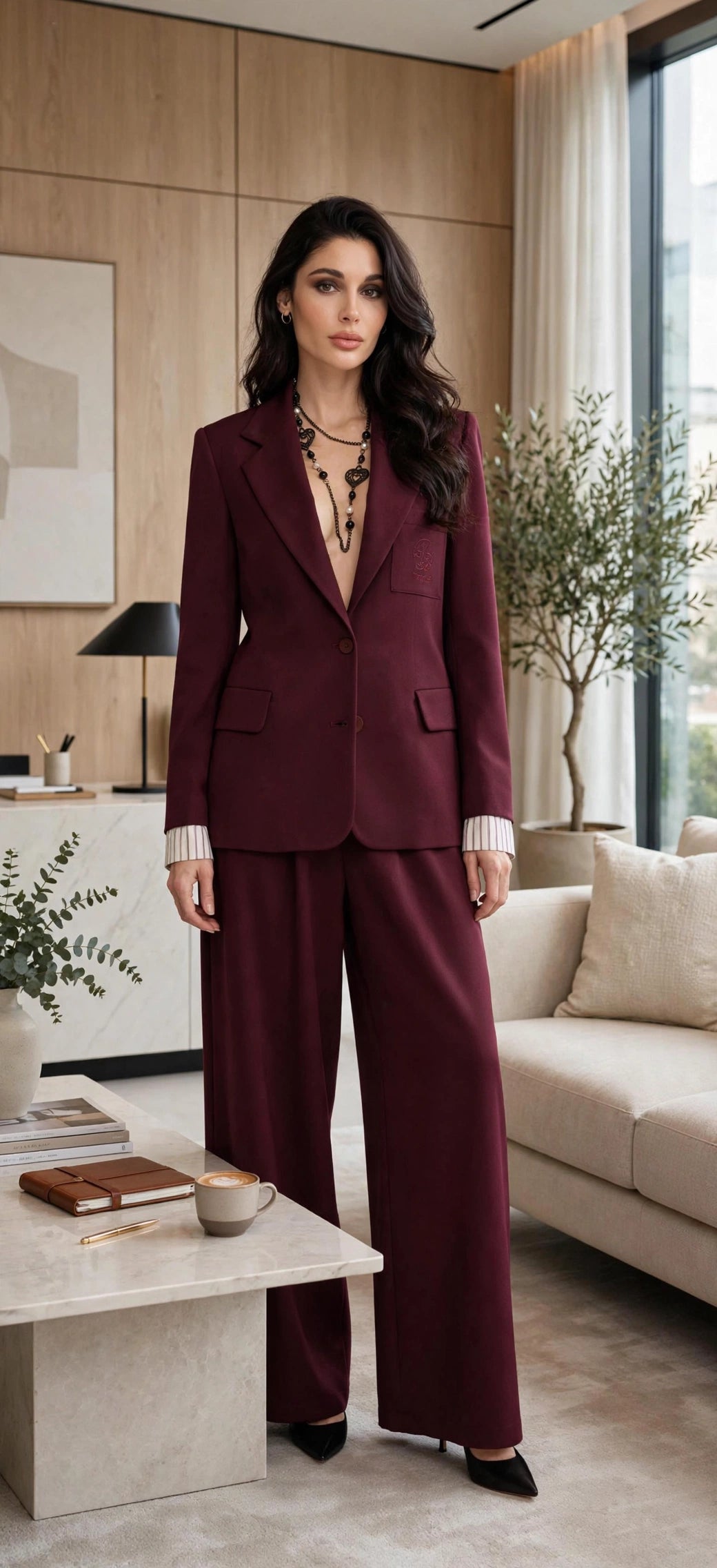 PANTALONI LUNGHI COLORE ROSSO VINO