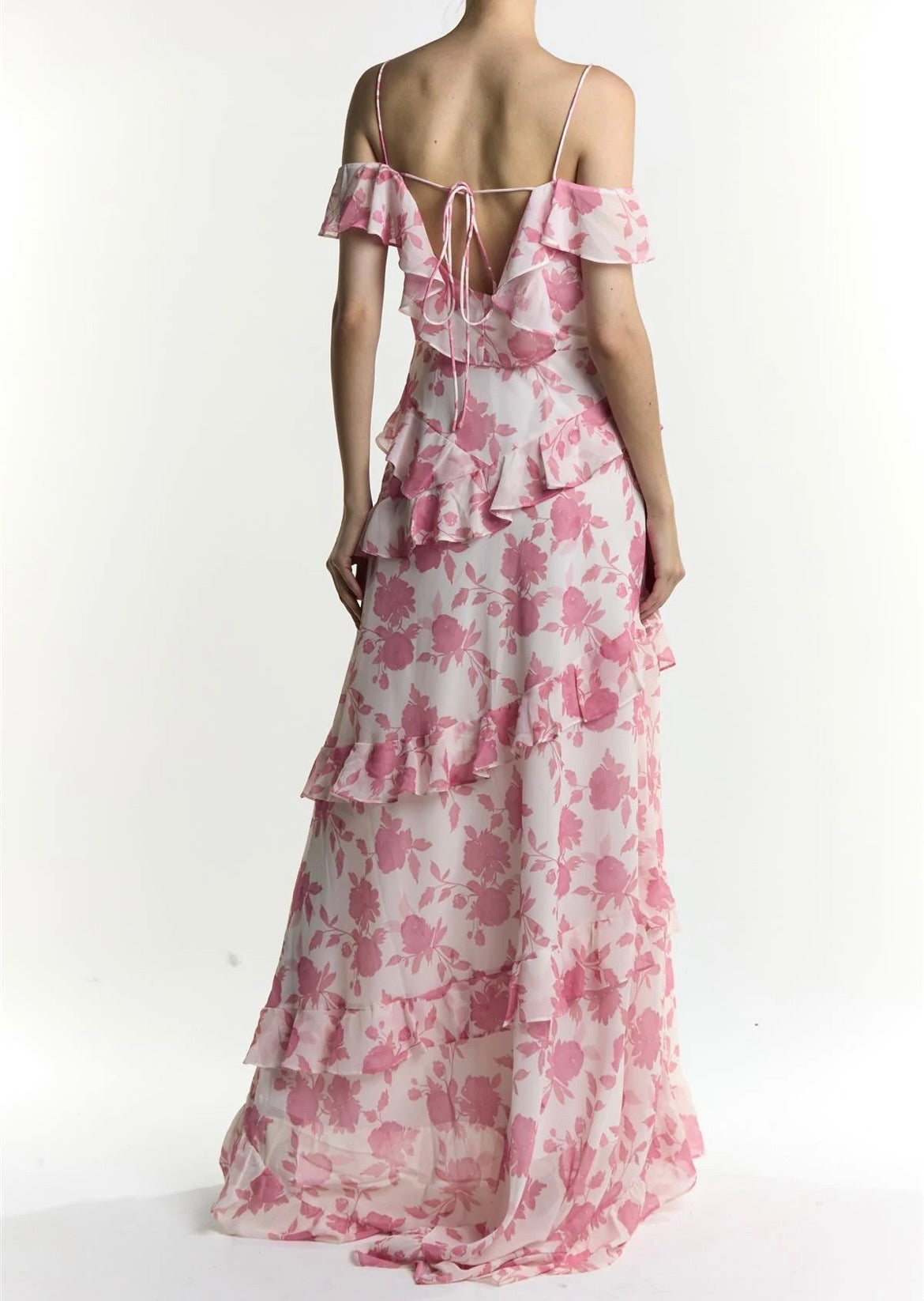 Abito lungo Drew Rose con stampa floreale