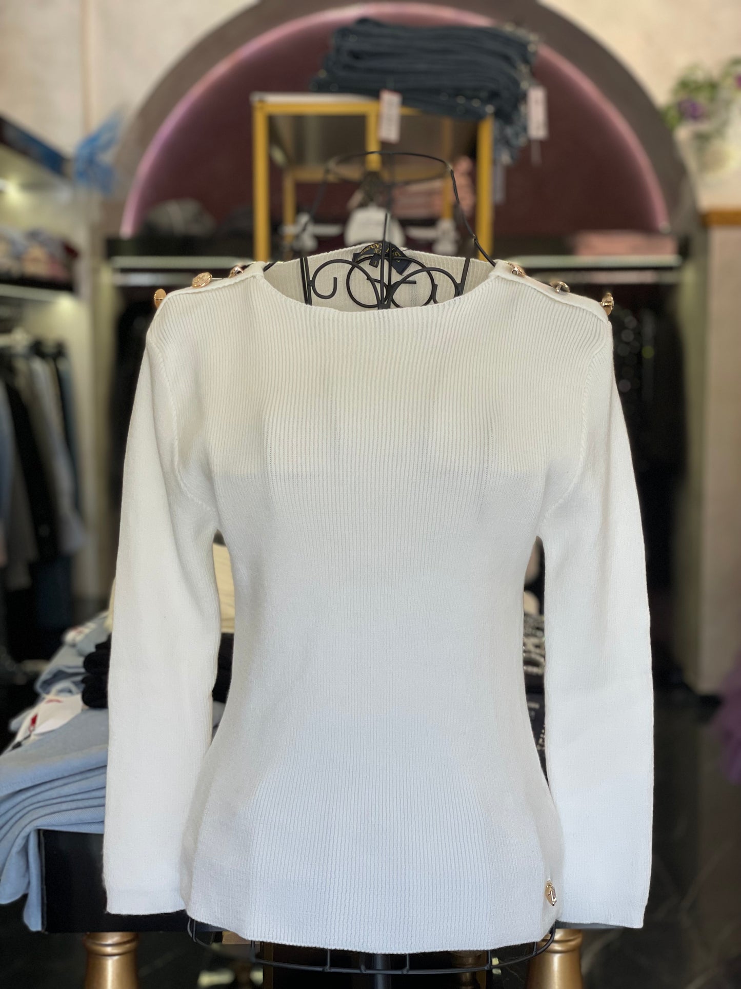 Maglione Bianco con bottoni