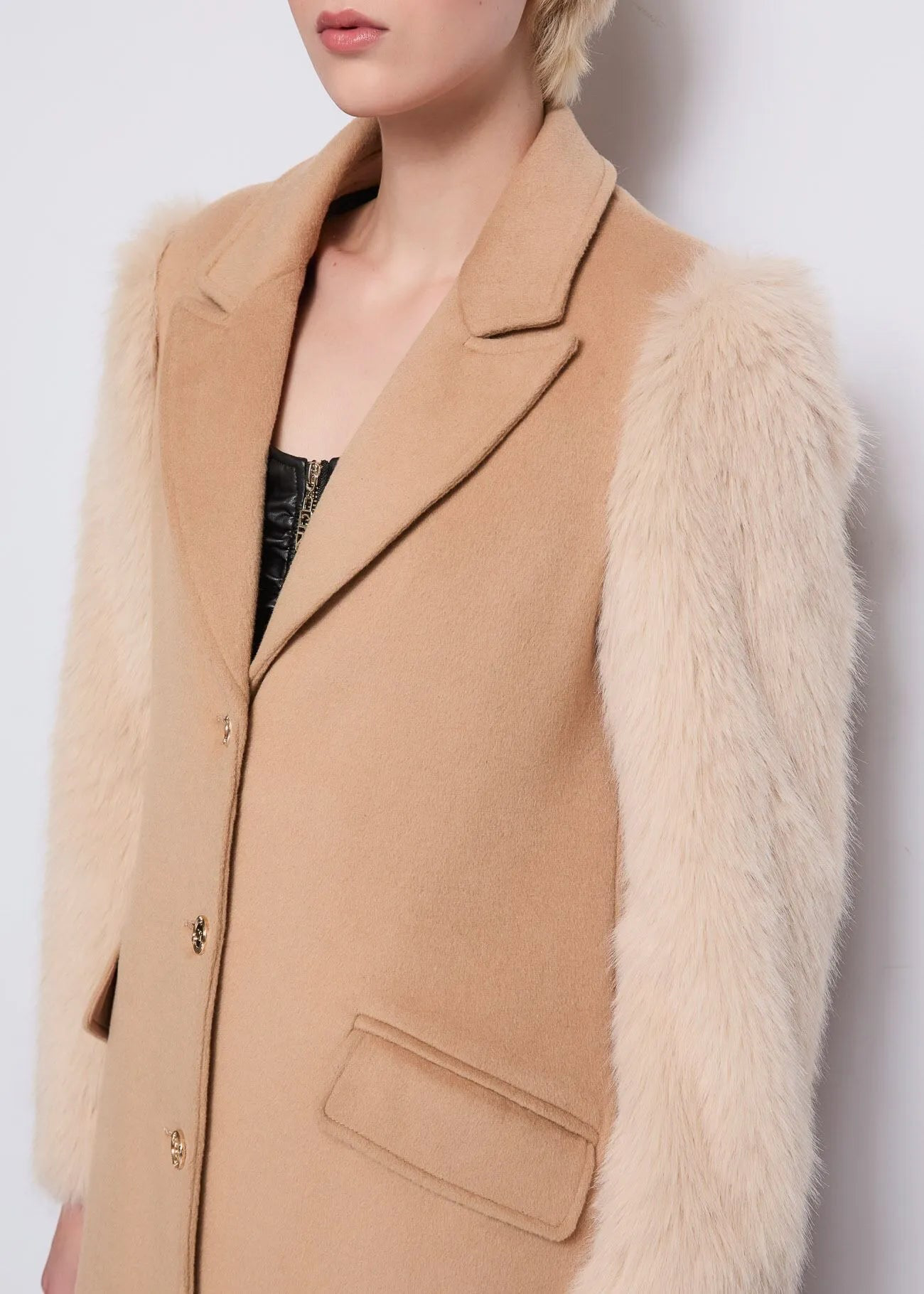 Cappotto cammello in panno di lana