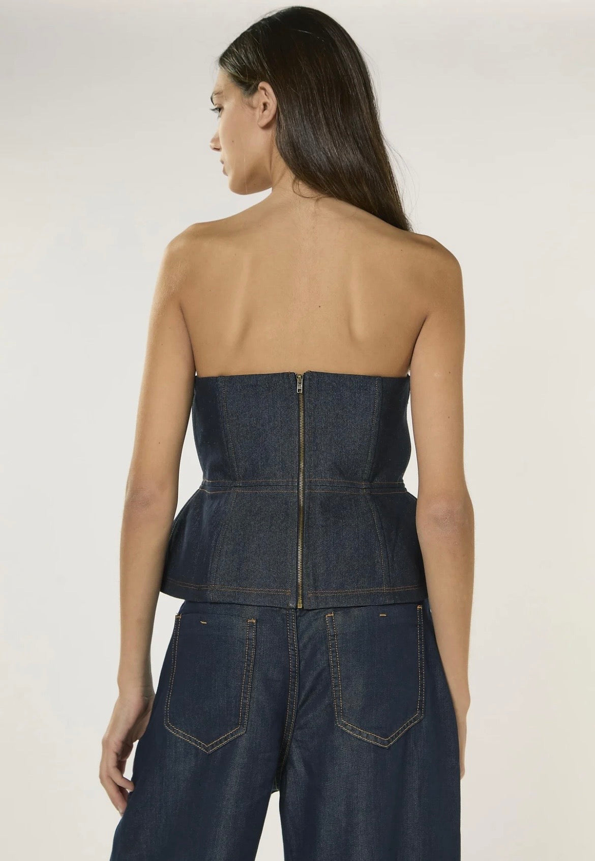 TOP DONNA A CUORE CON ZIP IN DENIM - GLAMOROUS