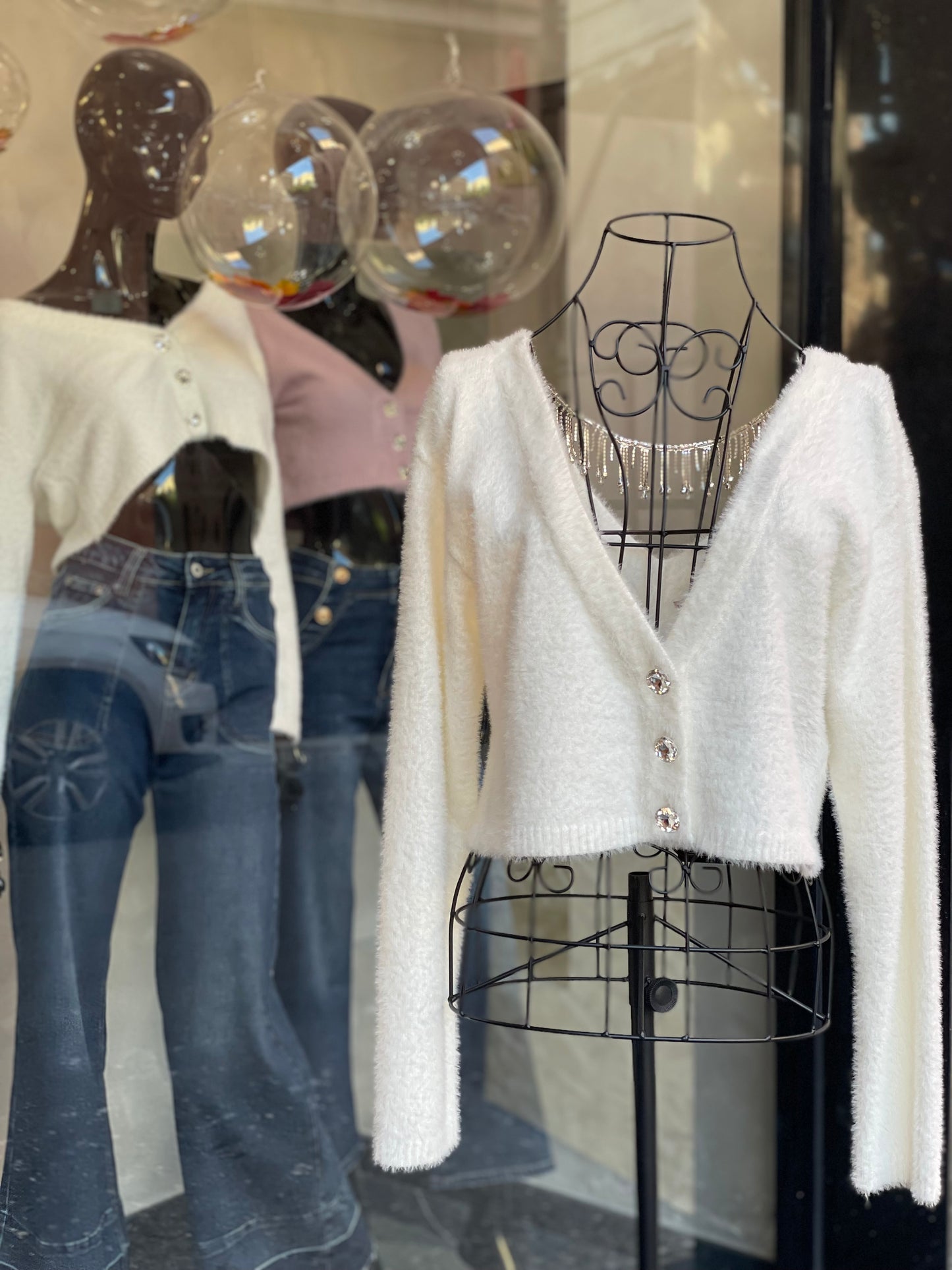 Cardigan Bianco in maglia