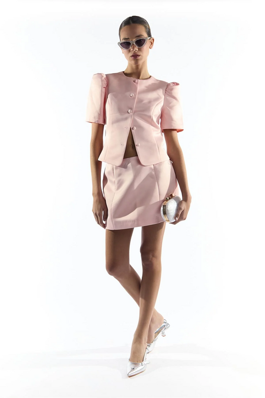 Giacca Strutturata Rosa Con Bottoni