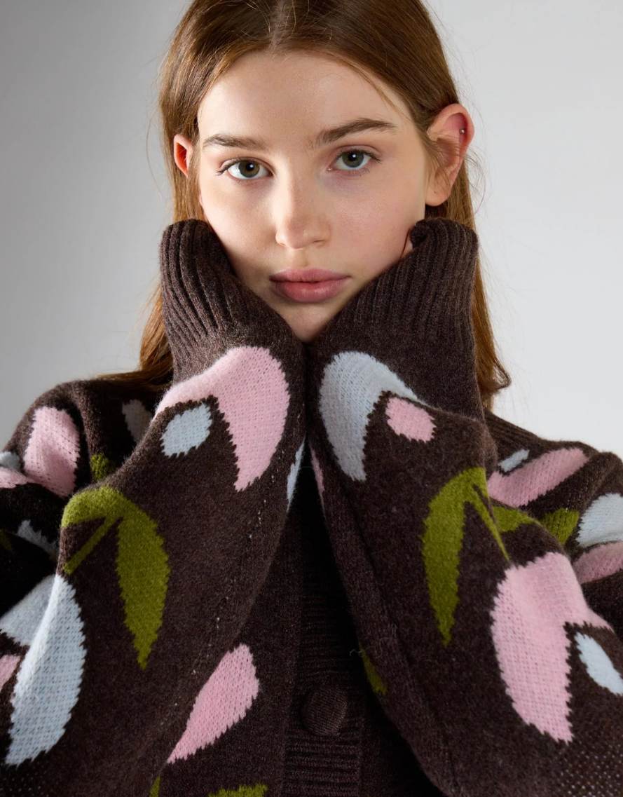 Cardigan Marrone Con Bottoni - Glamorous