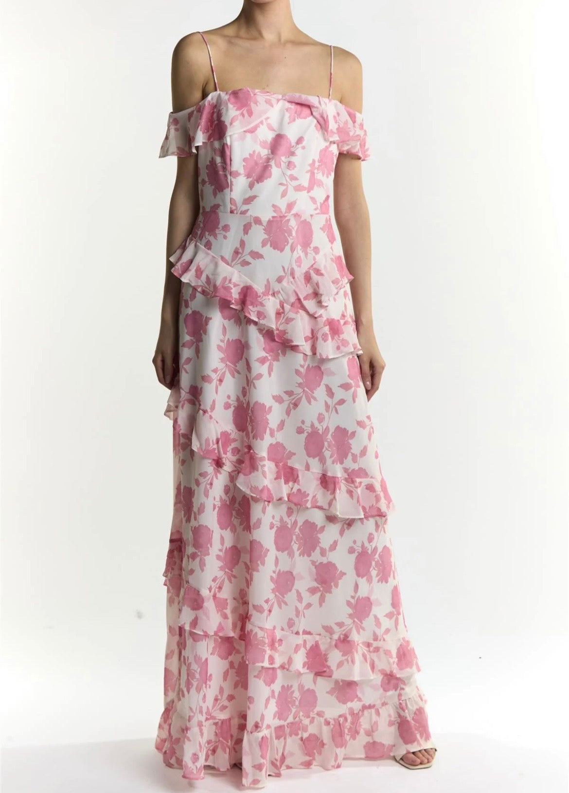Abito lungo Drew Rose con stampa floreale