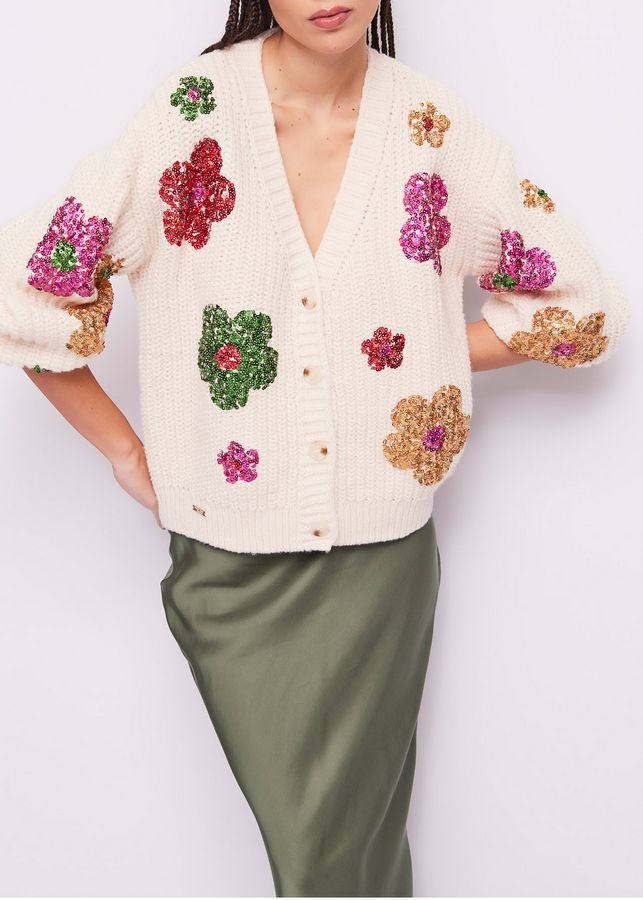 Cardigan in maglia con paillettes