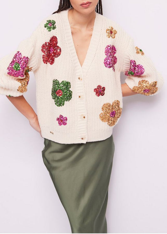 Cardigan in maglia con paillettes