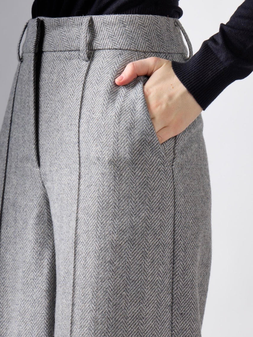 Pantaloni Grigi A Gamba Larga - Glamorous