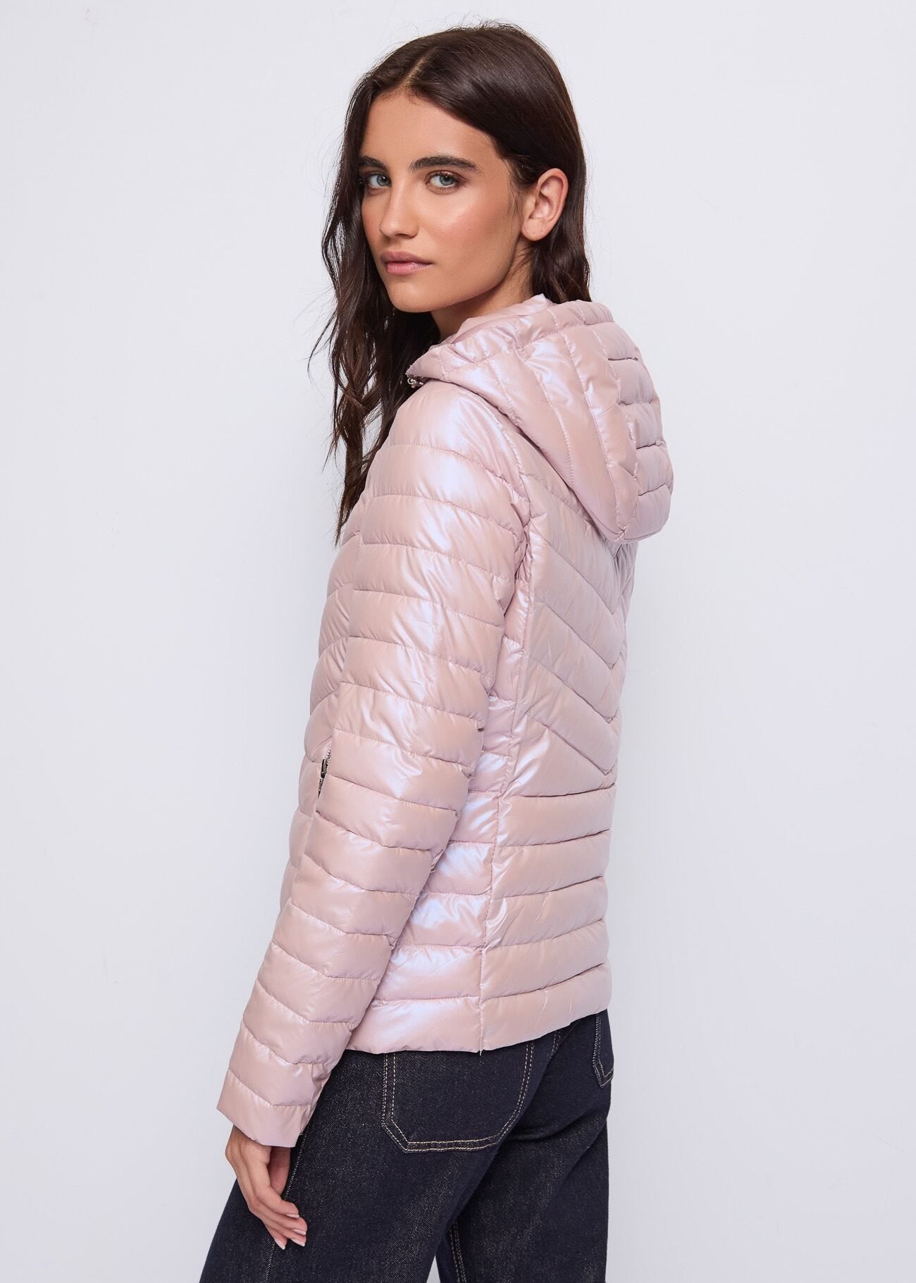 Piumino rosa trapuntato