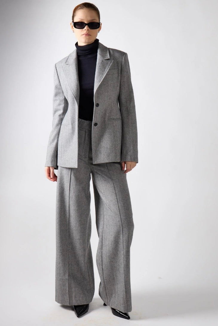 Pantaloni Grigi A Gamba Larga - Glamorous