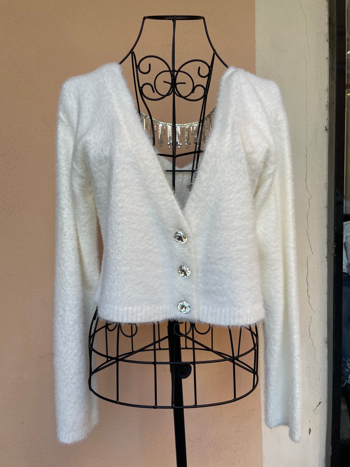 Cardigan Bianco in maglia