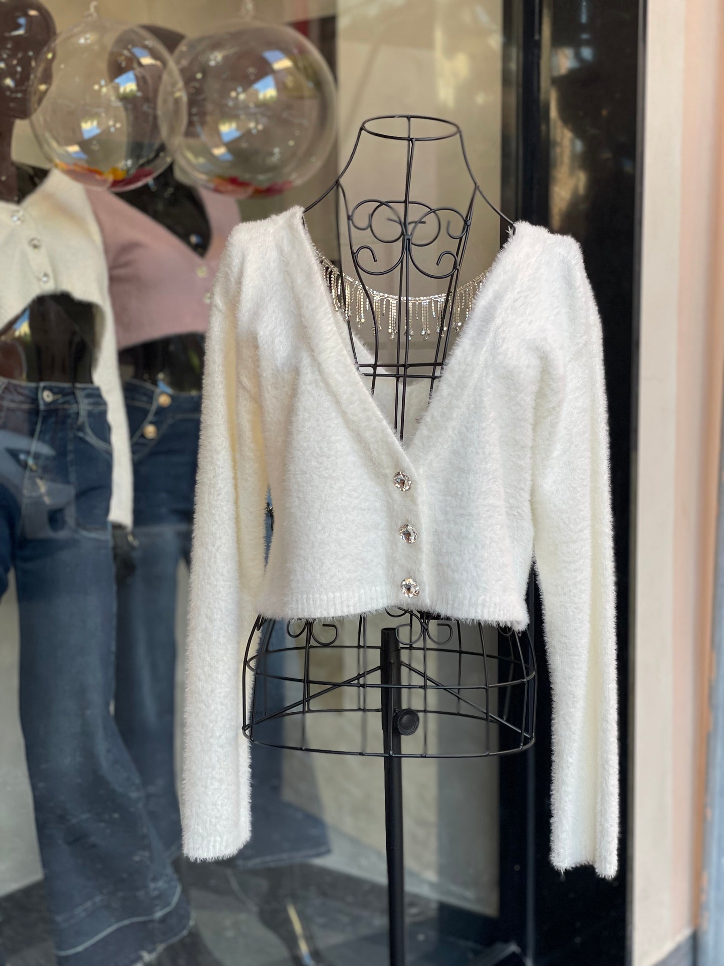 Cardigan Bianco in maglia