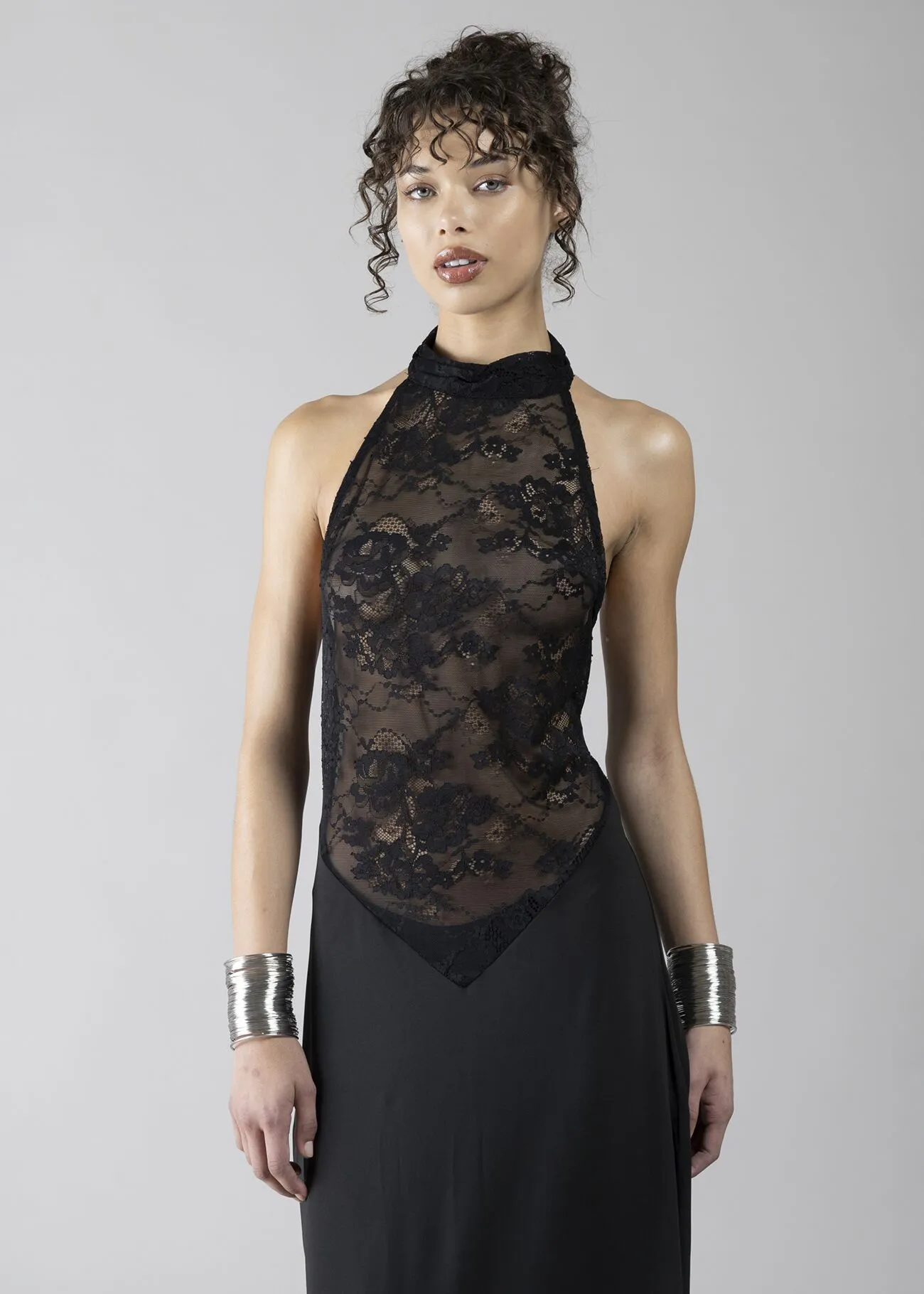 ABITO LUNGO CON TOP IN PIZZO