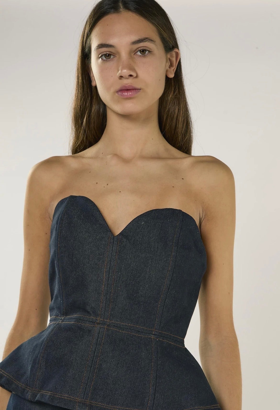 TOP DONNA A CUORE CON ZIP IN DENIM - GLAMOROUS