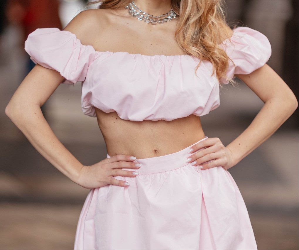 Top crop arricciato
