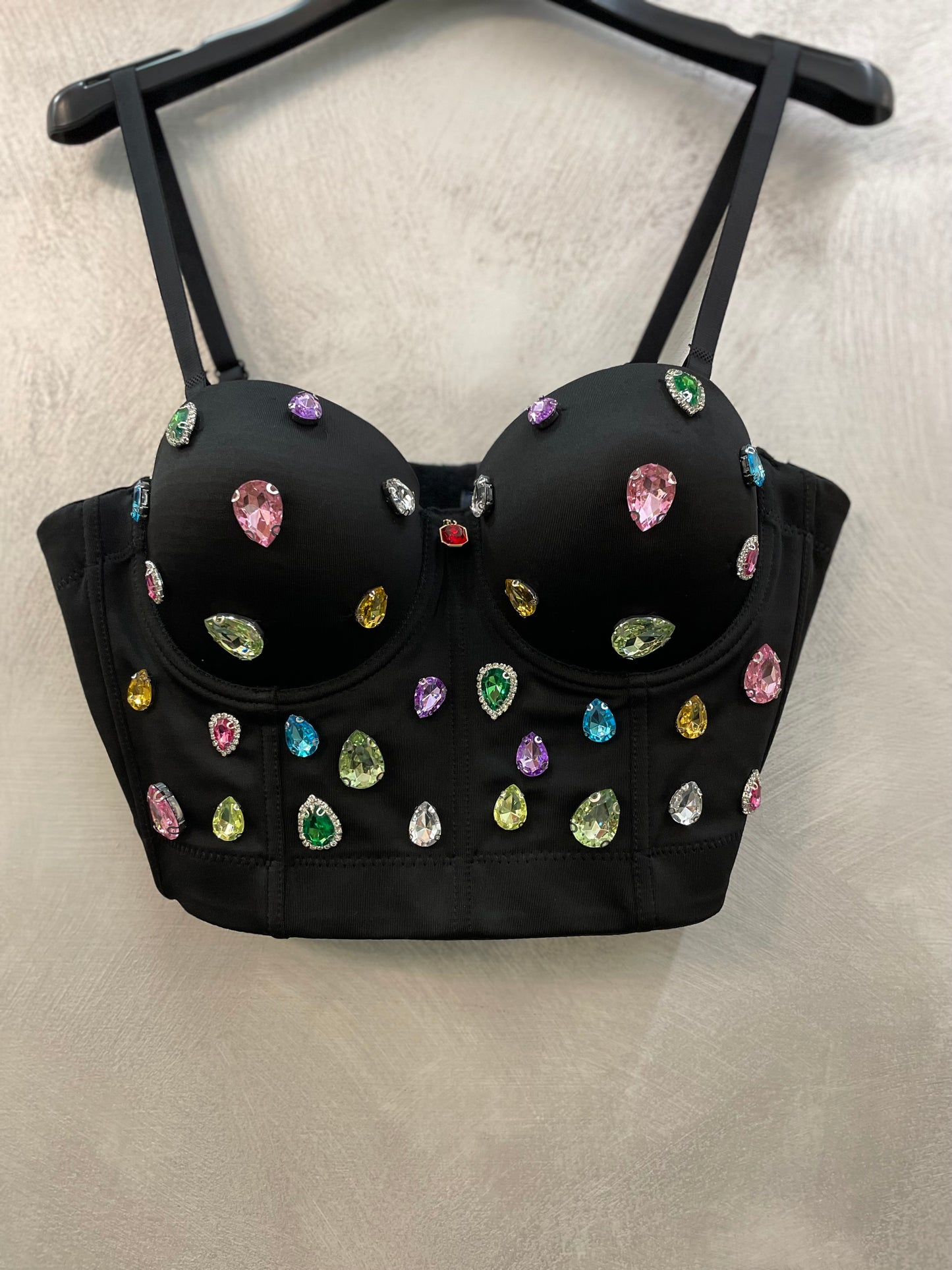 Top bustier in cotone con strass