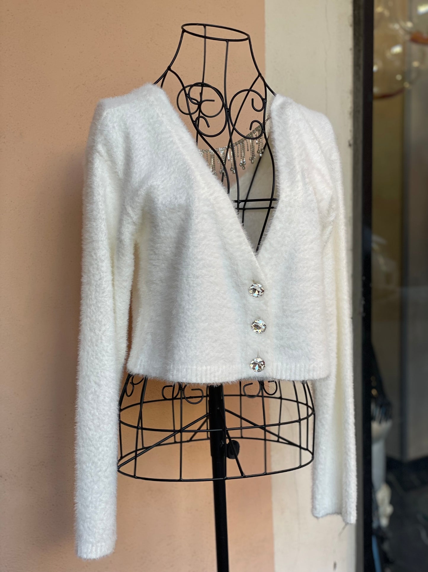 Cardigan Bianco in maglia