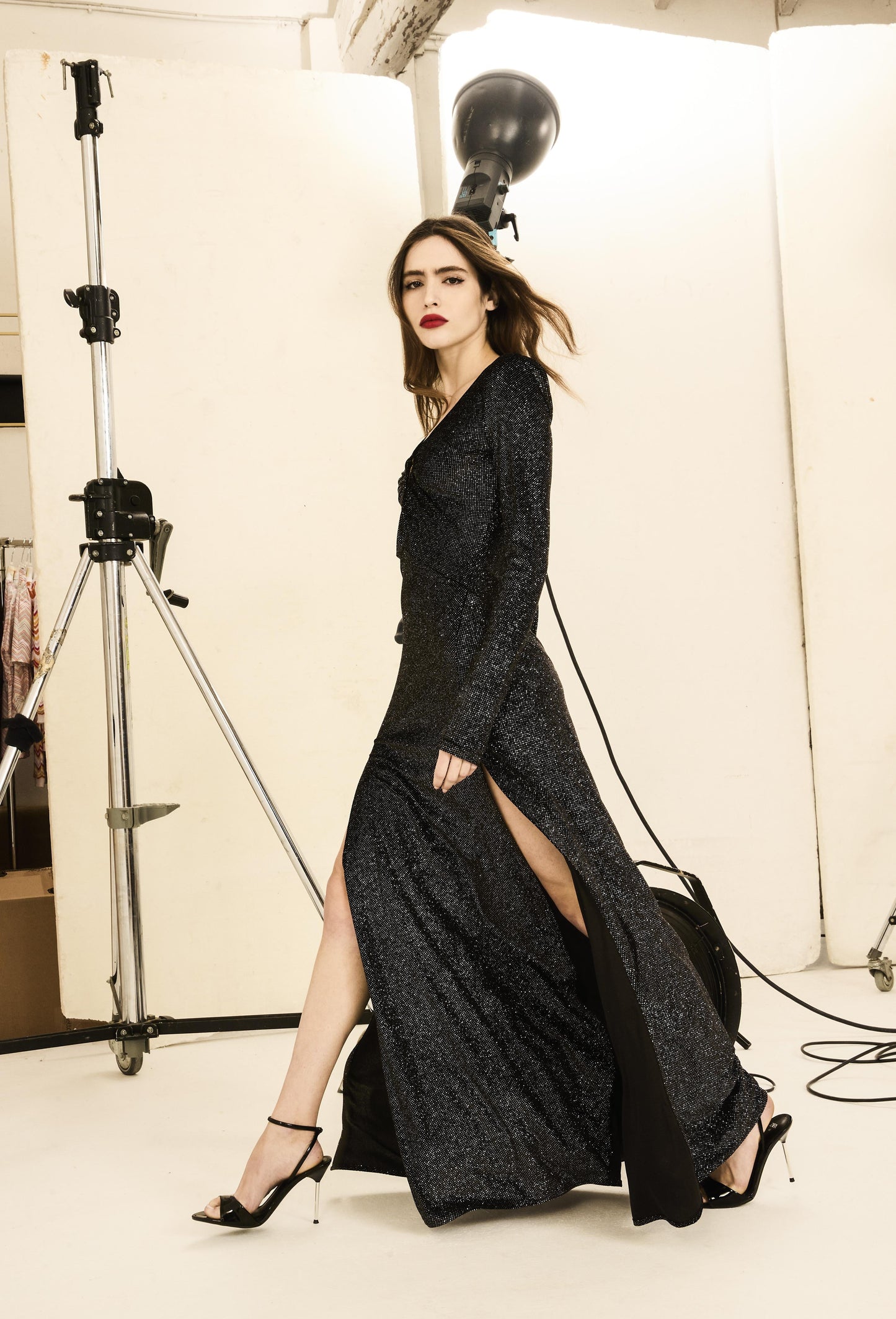 Abito nero in ciniglia glitter