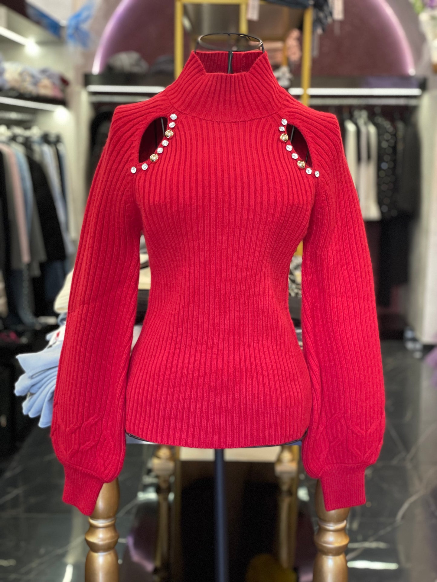 Maglione in lana a coste