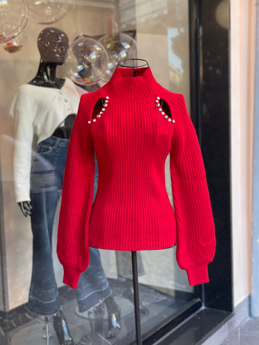 Maglione in lana a coste