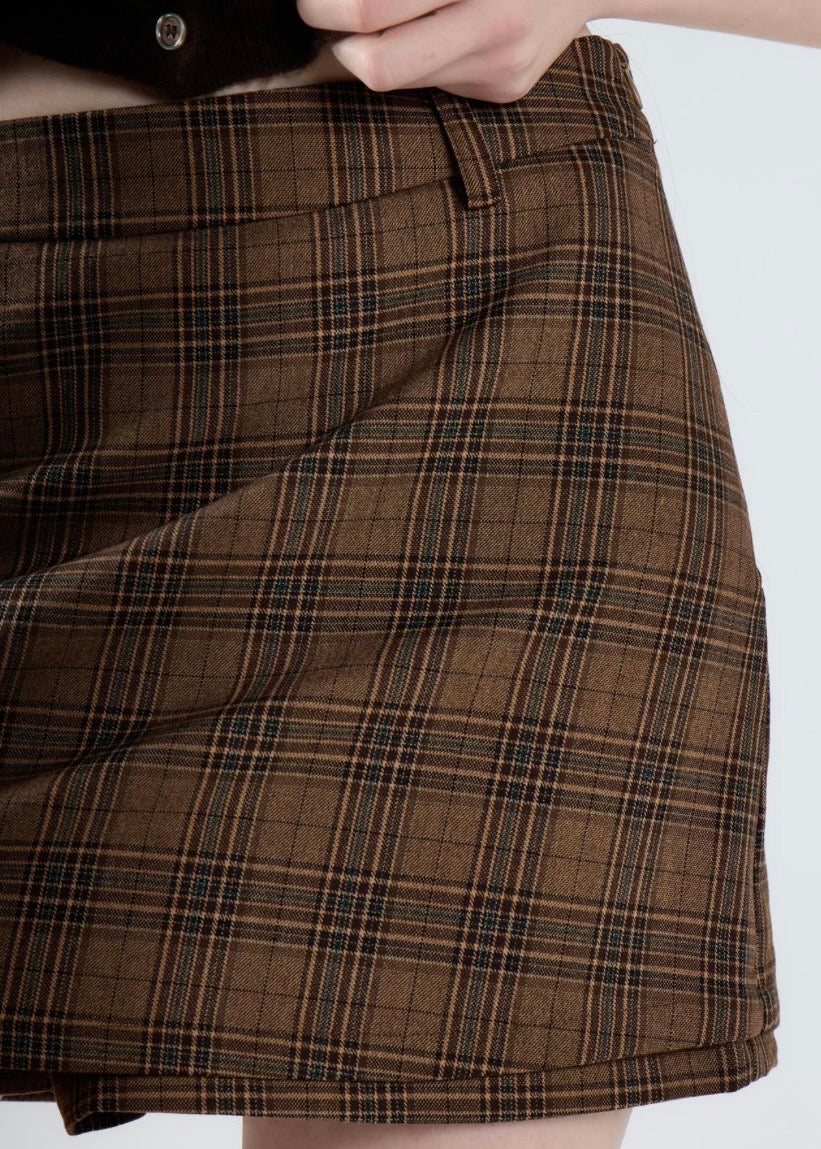 Gonna-Pantaloncino A Quadri Multicolore Marrone - Glamorous