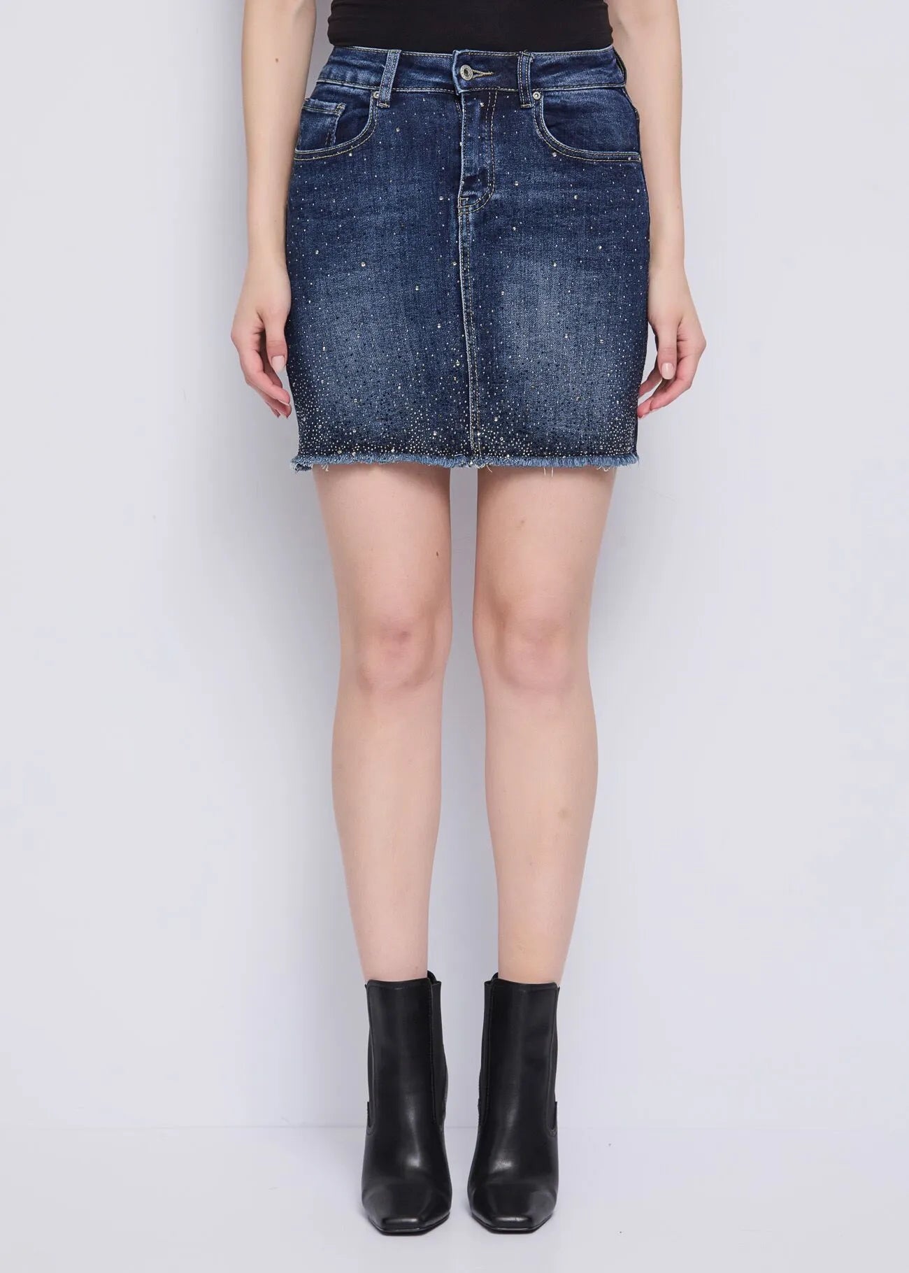 Gonna in Denim con strass