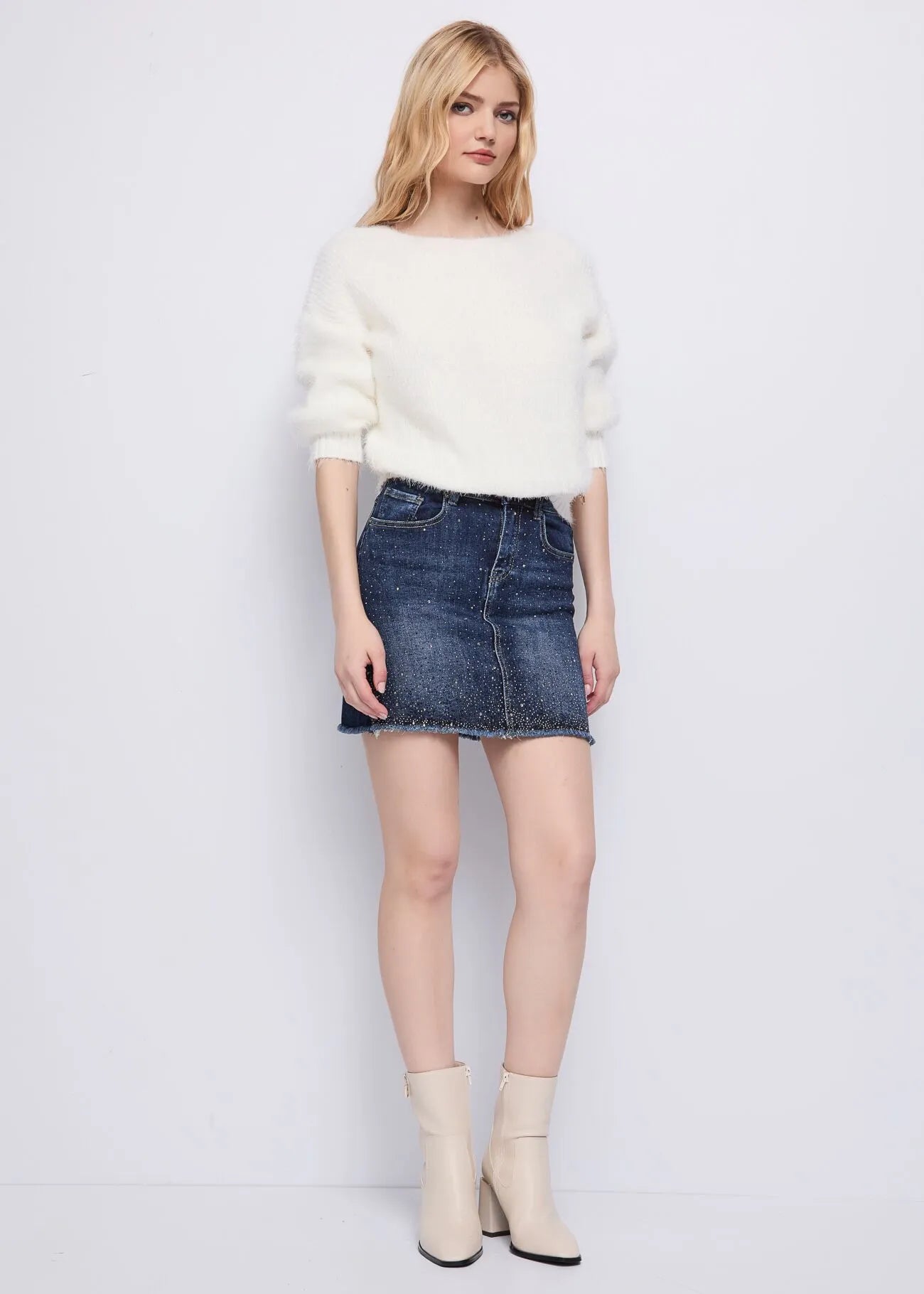 Gonna in Denim con strass