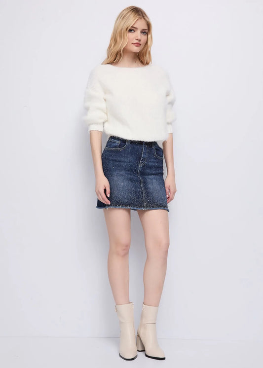 Gonna in Denim con strass