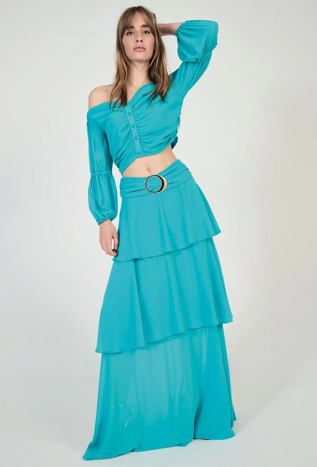 Blusa crop con bottoncini