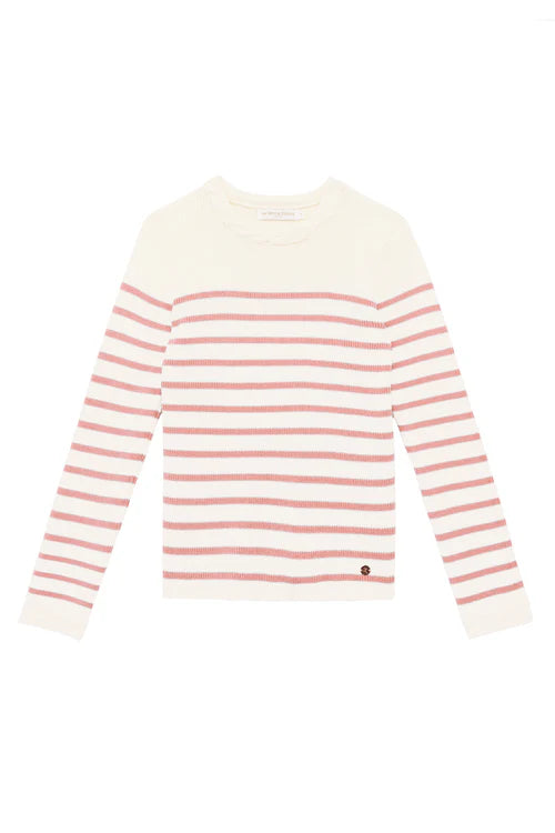 Maglione marinaio ecru/rosa - Manel