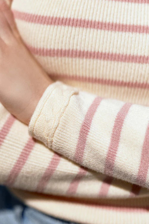 Maglione marinaio ecru/rosa - Manel