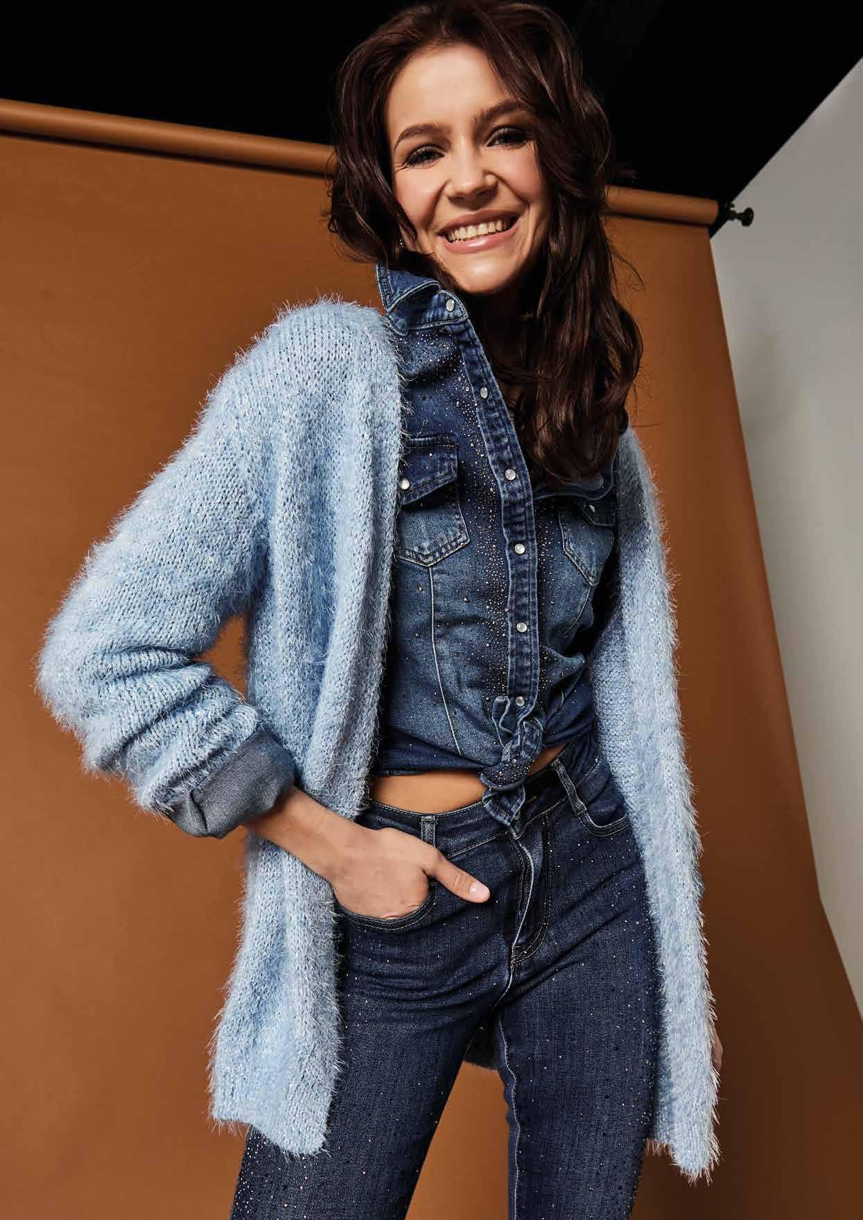 Camicia denim con strass